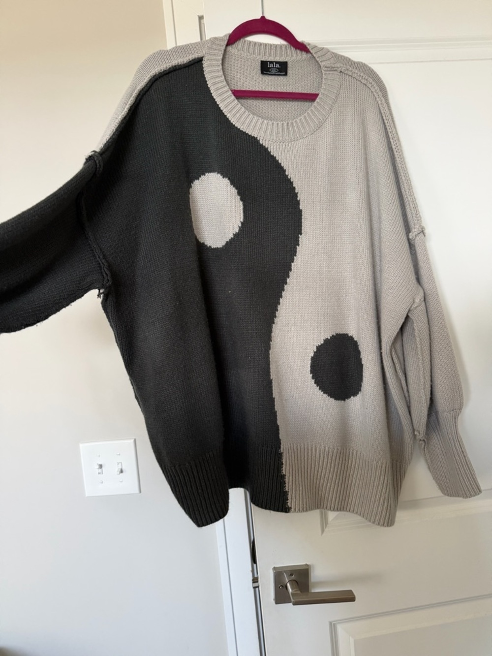 Dressed in LALA Yin Yang Knit Sweater - Gray & Black